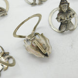 Siam Set of Sterling Silver God, Boat & Temple Form Place Settings Antique c1920 Art Deco