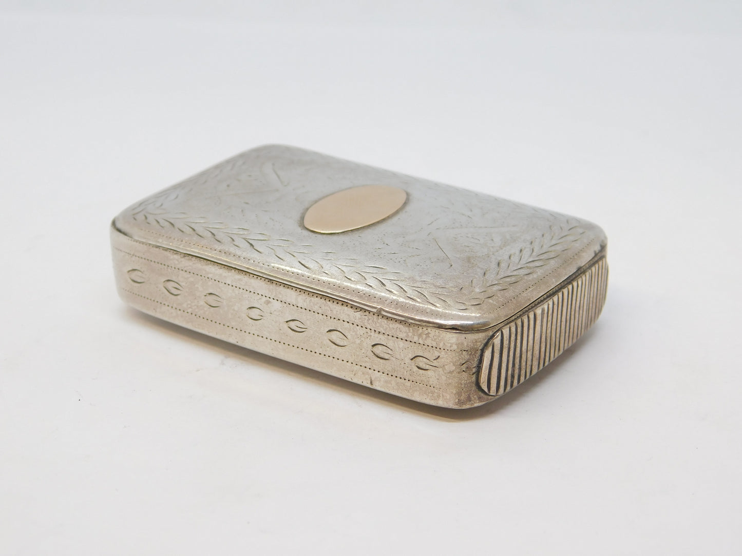 George III Sterling Silver & Gold Panel Vesta Case Antique 1810 Birmingham