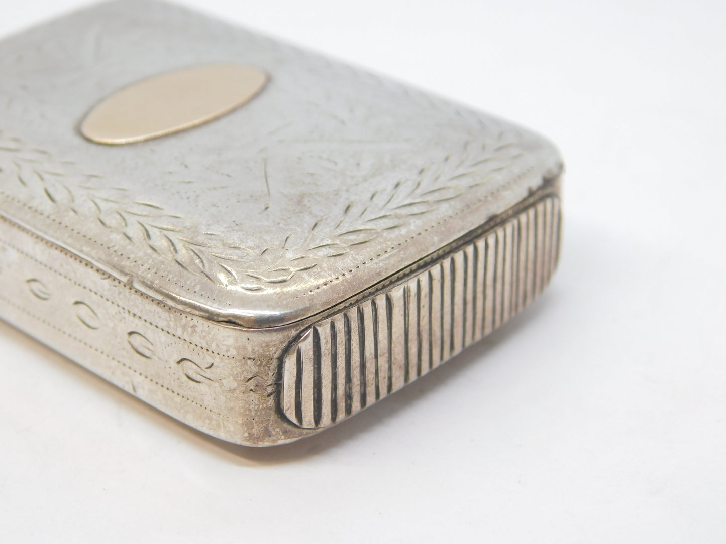 George III Sterling Silver & Gold Panel Vesta Case Antique 1810 Birmingham