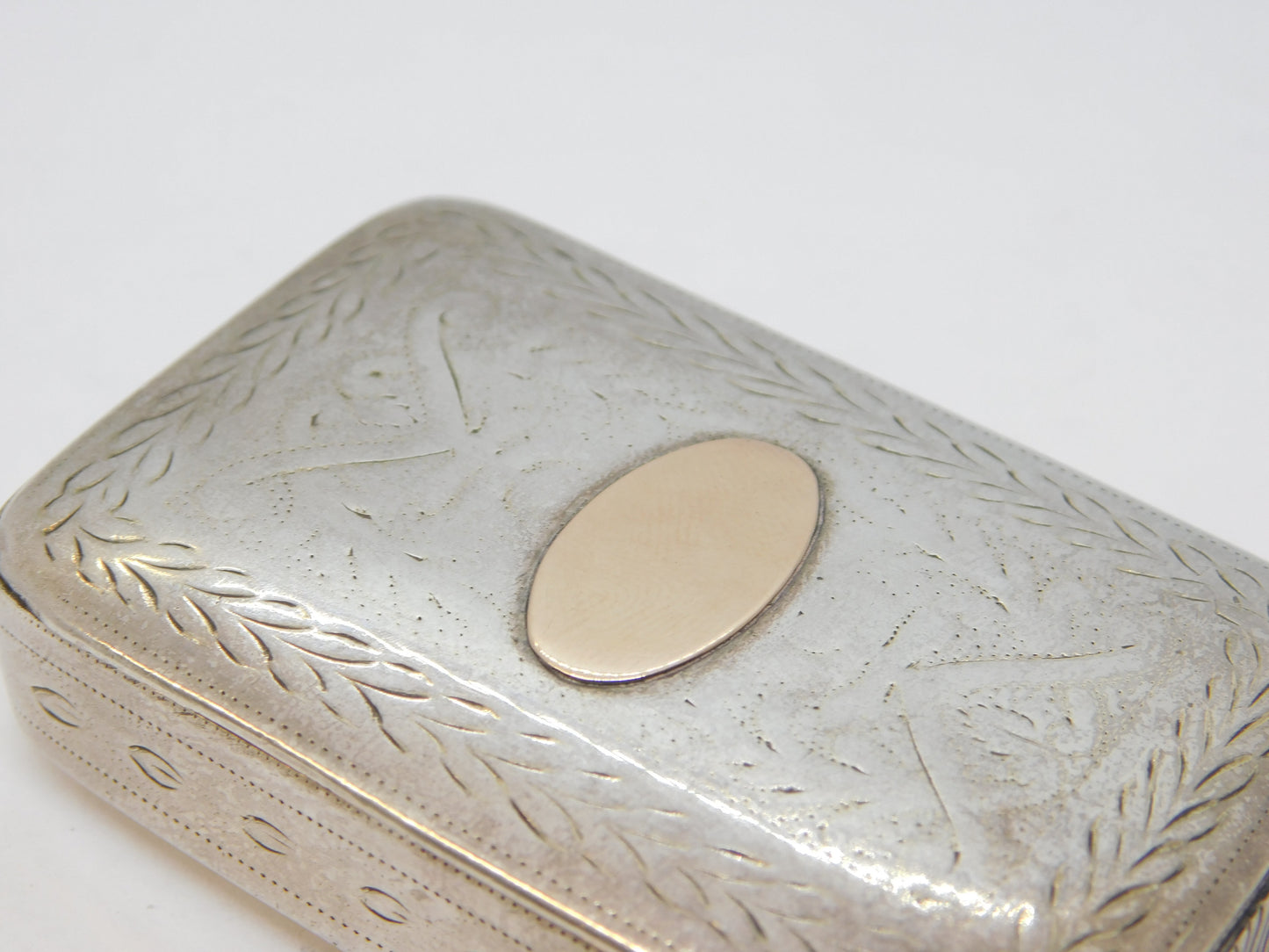 George III Sterling Silver & Gold Panel Vesta Case Antique 1810 Birmingham