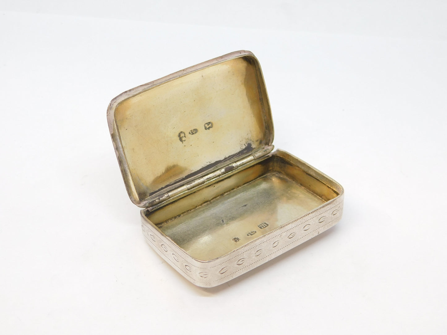 George III Sterling Silver & Gold Panel Vesta Case Antique 1810 Birmingham