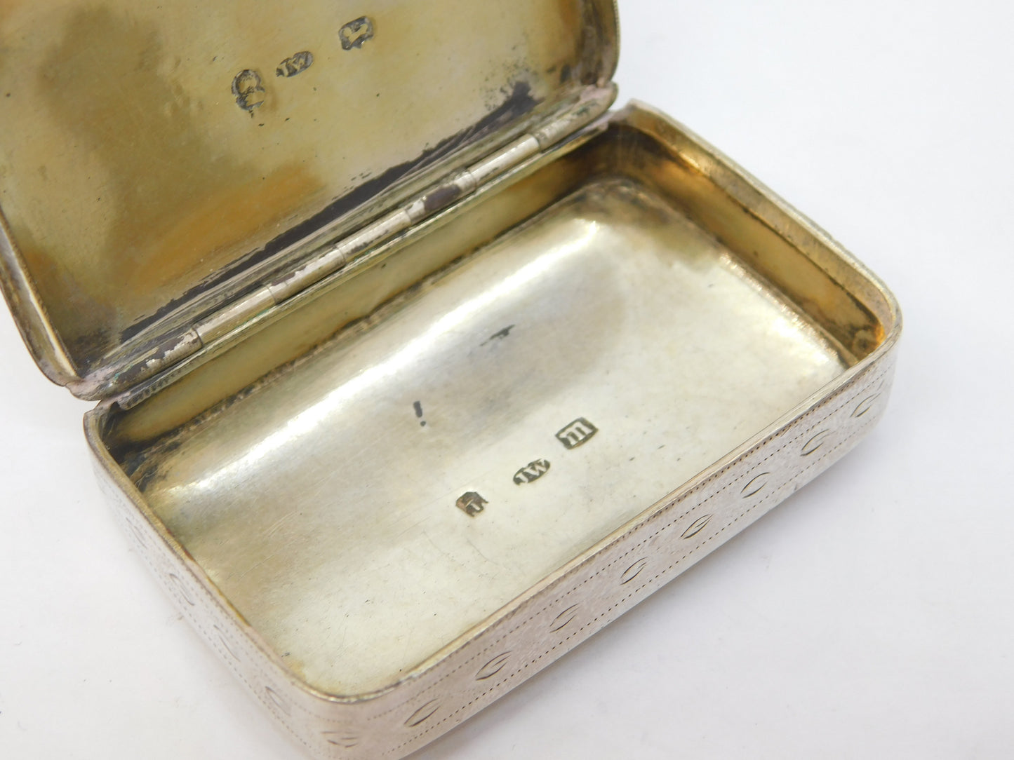 George III Sterling Silver & Gold Panel Vesta Case Antique 1810 Birmingham