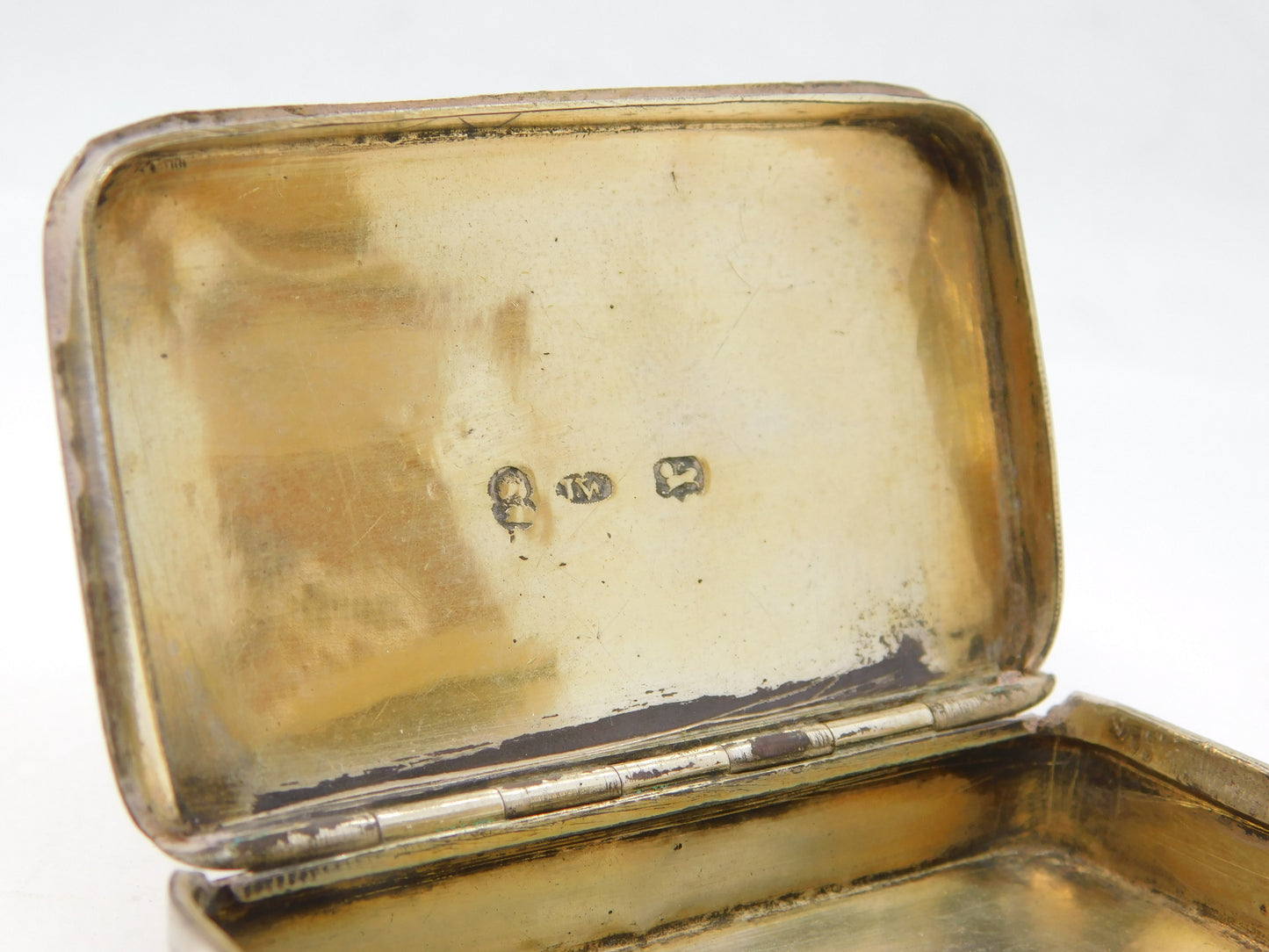 George III Sterling Silver & Gold Panel Vesta Case Antique 1810 Birmingham