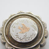 Aesthetic Movement 9ct Gold Sterling Silver Swallow Brooch Antique c1880