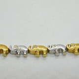 18ct Yellow & White Gold Diamond Set Elephant Train Necklace Vintage c1980