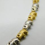 18ct Yellow & White Gold Diamond Set Elephant Train Necklace Vintage c1980
