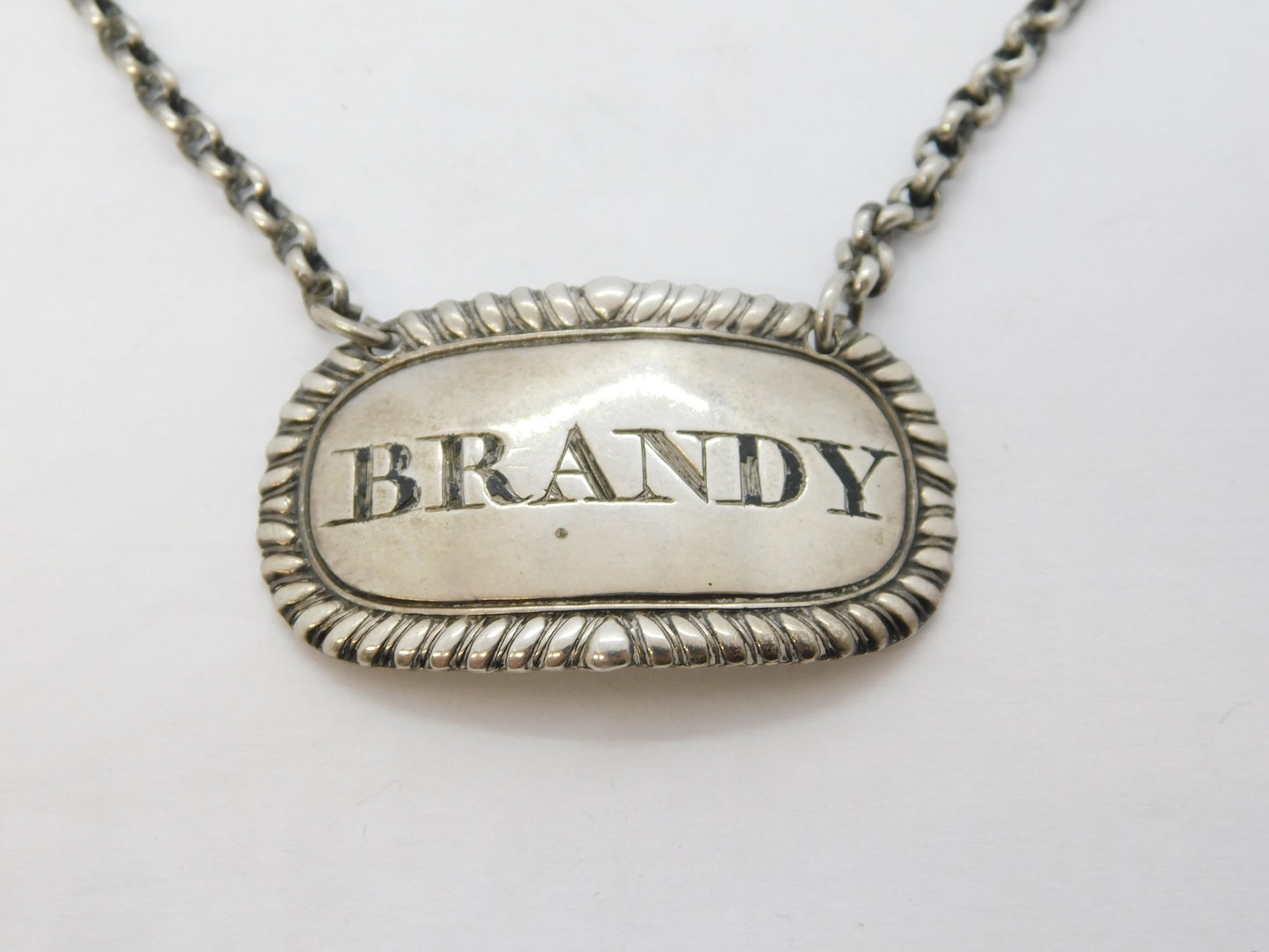 George III Scottish Sterling Silver Brandy Decanter Label Antique 1810 Edinburgh