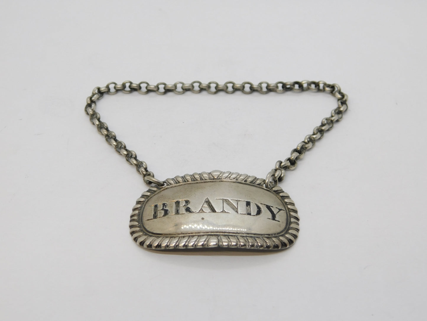 George III Scottish Sterling Silver Brandy Decanter Label Antique 1810 Edinburgh
