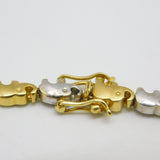 18ct Yellow & White Gold Diamond Set Elephant Train Necklace Vintage c1980