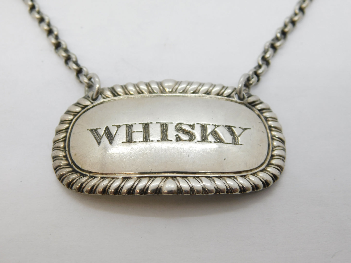 George III Scottish Sterling Silver Whisky Decanter Label Antique 1810 Edinburgh