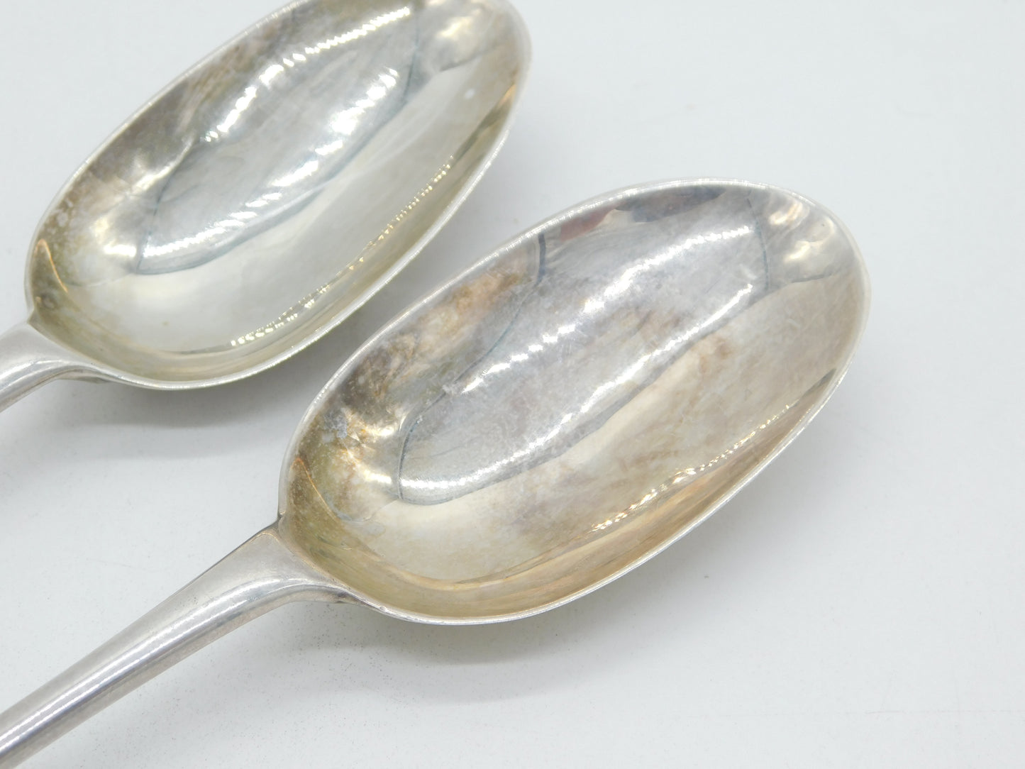 George I Pair of Sterling Silver Hanoverian Tablespoons Antique 1718 London Charles Jackson