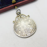 Sterling Silver Queen Anne Plain Bust Shilling Coin Pendant Charm 1712 Antique
