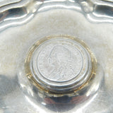 Sterling Silver George II 1757 Shilling Coin Set Pin Dish Antique 1922 Birmingham