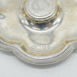 Sterling Silver George II 1757 Shilling Coin Set Pin Dish Antique 1922 Birmingham