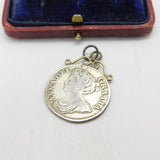 Sterling Silver Queen Anne Plain Bust Shilling Coin Pendant Charm 1712 Antique
