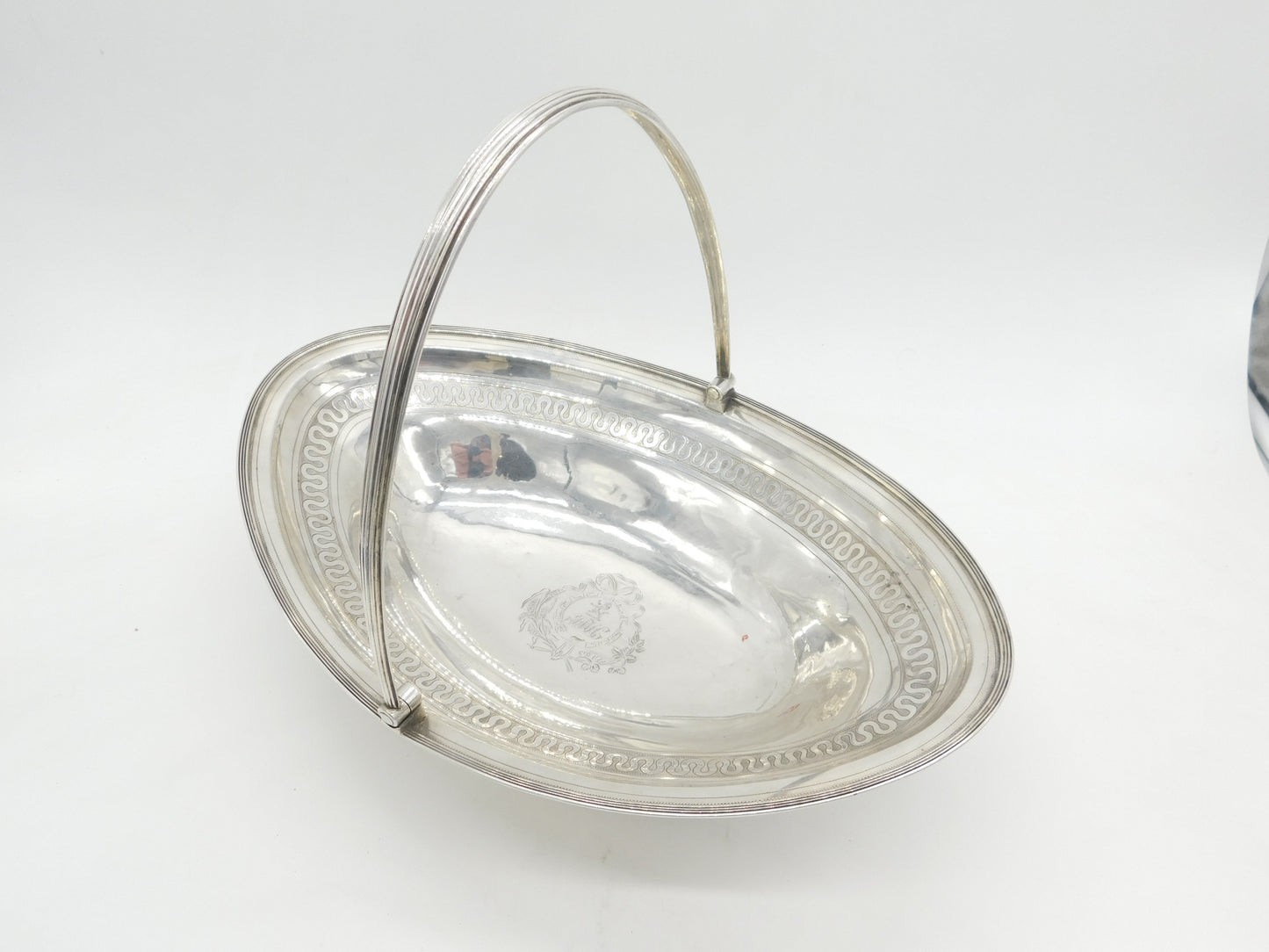 George III Large Crested Swing Handle Fruit Basket Bowl Antique 1795 London