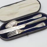 Victorian Boxed Sterling Silver Christening Cutlery Set Antique 1848 London