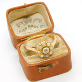 Victorian 18ct Yellow Gold 0.2ct Rose Cut Diamond & Pearl Floral Ring c1860 AF