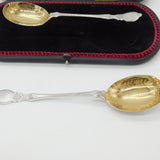 Victorian Boxed Sterling Silver Pair of Desert Serving Spoons 1894 Sheffield