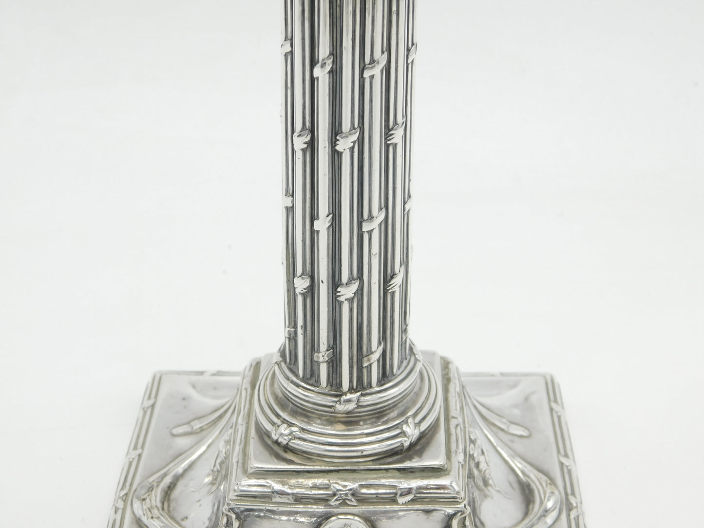 George III Sterling Silver Lion Mask Column Candlestick Antique 1776 Sheffield