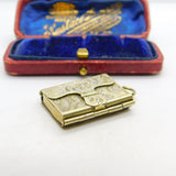 Sterling Silver Gilt Floral Pattern Book Portrait Locket Antique c1920 Art Deco