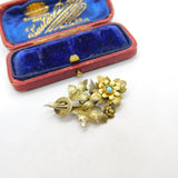 Victorian 9ct Yellow Gold, Turquoise Set Floral Sweetheart Brooch c1880 Antique