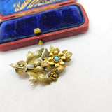 Victorian 9ct Yellow Gold, Turquoise Set Floral Sweetheart Brooch c1880 Antique
