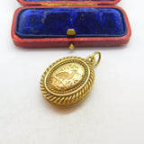 Victorian Aesthetic Movement Gold Plated Crane Bird Locket Antique c1860