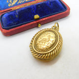 Victorian Aesthetic Movement Gold Plated Crane Bird Locket Antique c1860