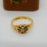 Victorian 18ct Yellow Gold & 0.1ct Diamond Set Band Ring Antique c1890