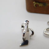 18ct White Gold Diamond Set Heart Shaped Modernist Earrings Vintage c2000