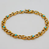 Victorian 15ct Yellow Gold, Seed Pearl & Turquoise Dress Bracelet Antique c1880