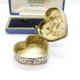 Victorian Dutch 800 Silver Heart Shaped Cupid Form Trinket Box Antique c1900
