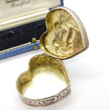 Victorian Dutch 800 Silver Heart Shaped Cupid Form Trinket Box Antique c1900