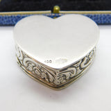 Victorian Dutch 800 Silver Heart Shaped Cupid Form Trinket Box Antique c1900