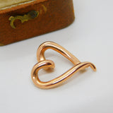 14ct Rose Gold Modernist Heart Sweetheart Drop Pendant Vintage c2000