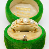 18ct Yellow Gold Graduated Pearl Set Dress Ring Vintage c1970