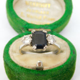 18ct White Gold, 0.5ct Sapphire & Diamond Engagement Ring Vintage 1974 London
