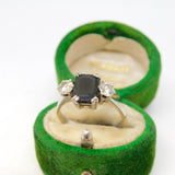 18ct White Gold, 0.5ct Sapphire & Diamond Engagement Ring Vintage 1974 London