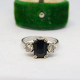 18ct White Gold, 0.5ct Sapphire & Diamond Engagement Ring Vintage 1974 London