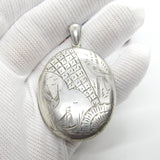 Victorian Aesthetic Movement Sterling Silver Swallow Locket Antique c1880
