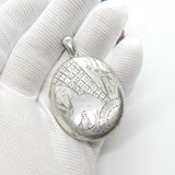 Victorian Aesthetic Movement Sterling Silver Swallow Locket Antique c1880