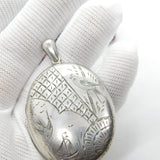 Victorian Aesthetic Movement Sterling Silver Swallow Locket Antique c1880