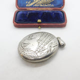 Victorian Aesthetic Movement Sterling Silver Swallow Locket Antique c1880