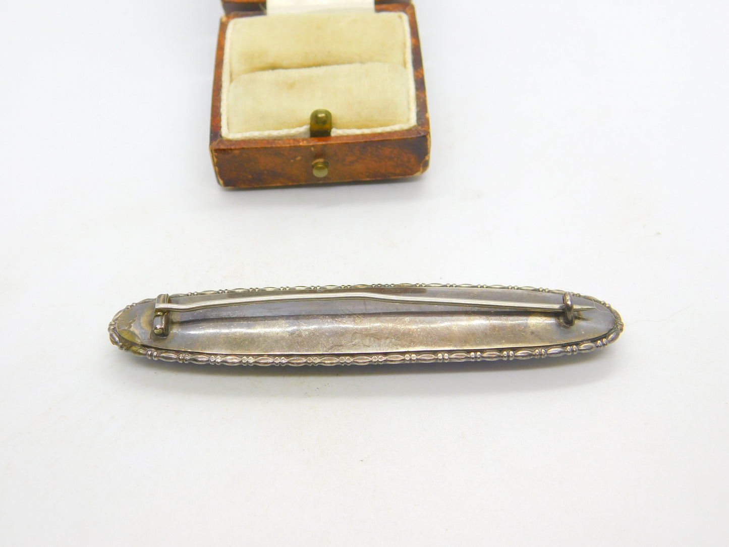 Large Sterling Silver & Morpho Butterfly Wing Brooch Antique c1920 Art Deco