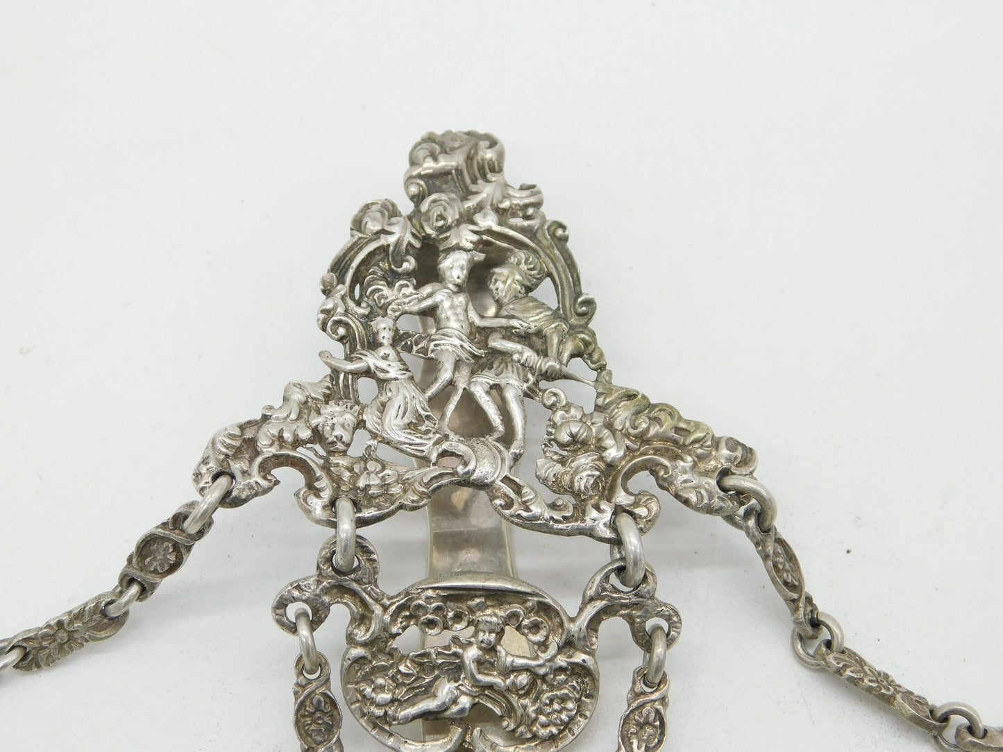 Victorian Sterling Silver Art Nouveau Sewing Chatelaine Antique 1889 London