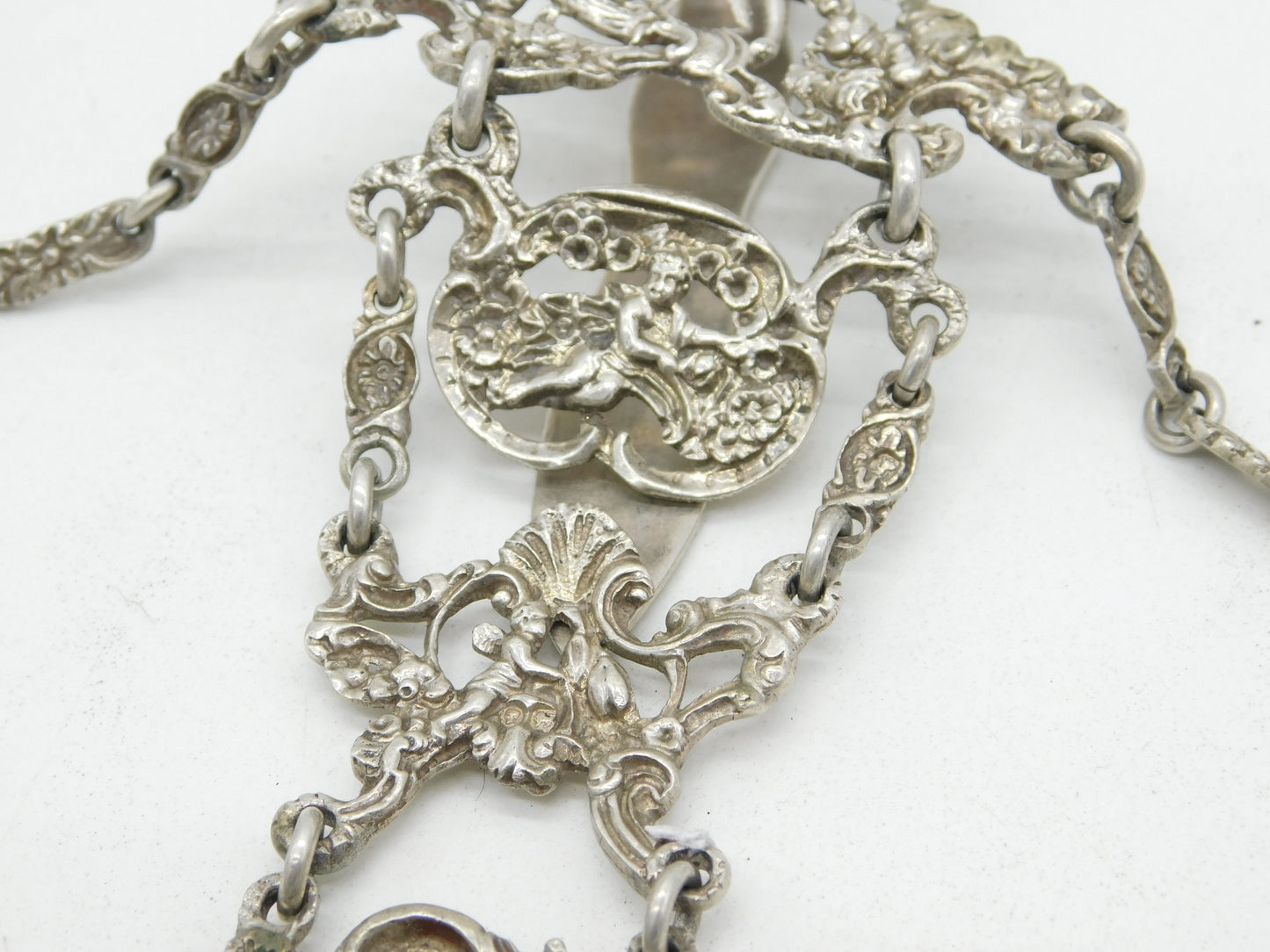 Victorian Sterling Silver Art Nouveau Sewing Chatelaine Antique 1889 London
