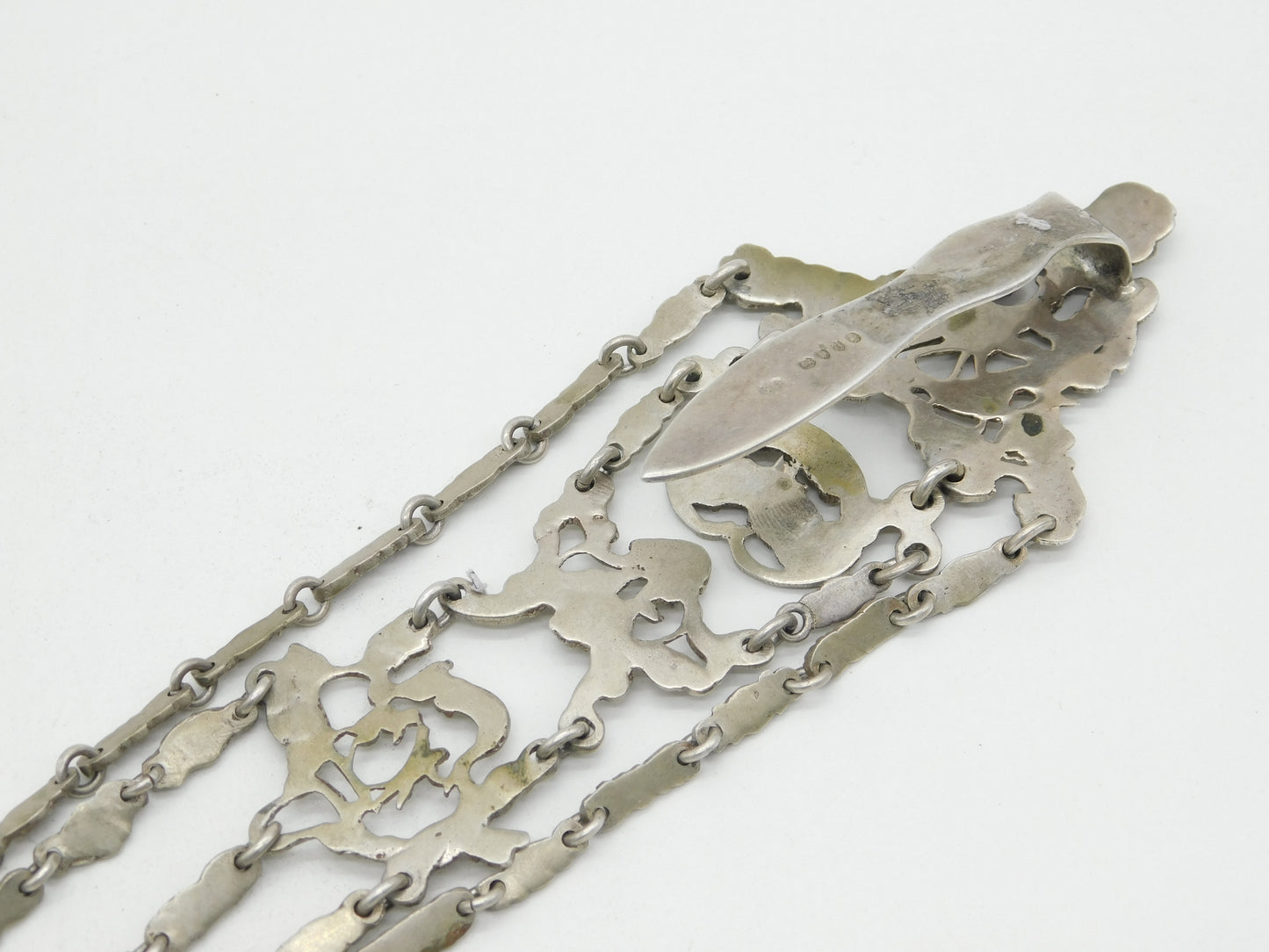 Victorian Sterling Silver Art Nouveau Sewing Chatelaine Antique 1889 London