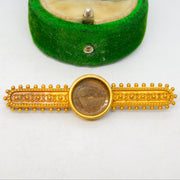 18ct Gold, Woven Hair Set Mourning Brooch 'Florence, 4th August 1911' Antique