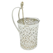 Sterling Silver Mounted Glass Milk or Cream Jug Antique 1926 Birmingham Deco